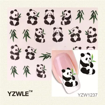 YZWLE 1 Sheet New Design 3D Water Transfer Printing Nail Art Sticker Decals Cute Panda DIY Nail Decoration Styling Tools