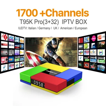 Octa Core Android Arab IPTV BOX T95KPRO Free 1700 Europe Arabic IPTV Channels S912 3GB/32GB TV Box WIFI H265 Media Player