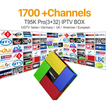 Octa Core Android Arab IPTV BOX T95KPRO Free 1700 Europe Arabic IPTV Channels S912 3GB/32GB TV Box WIFI H265 Media Player