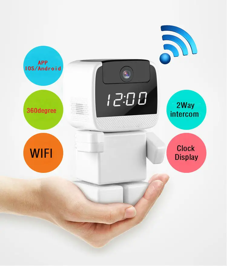 960P 360 Degree Mini Robot Wifi Wireless P2P Network IP Camera LED Light Home Surveillance Security System For IOS Android