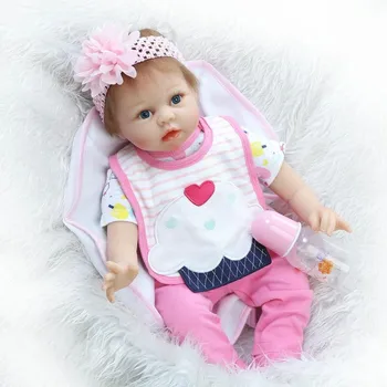 New 22''55cm Silicone reborn baby doll toy for girls play house bedtime toys high-end birthday present to girls brinquedos