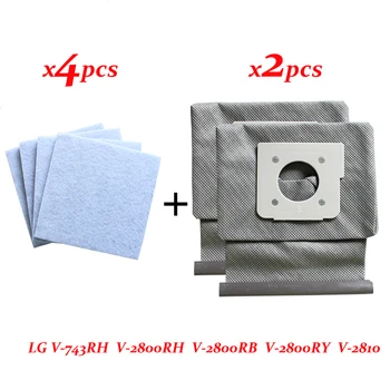4*motor cotton filter +2*Washable LG vacuum cleaner bags dust bag replace for LG V-743RH V-2800RH V-2800RB V-2800RY V-2810