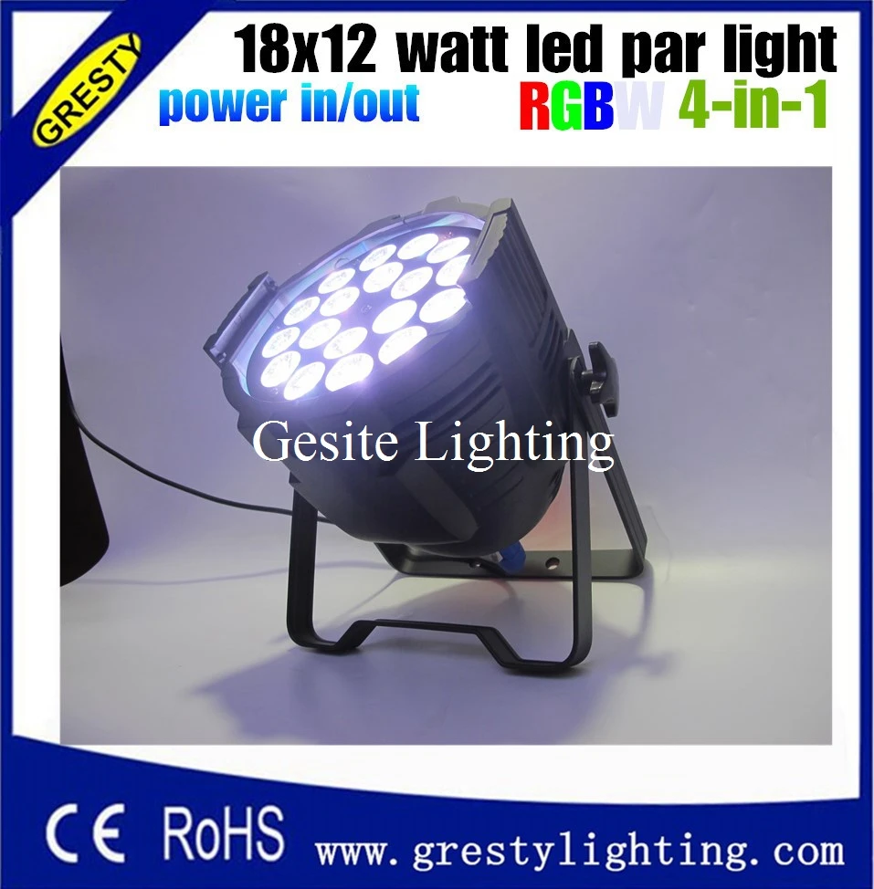 2pcs /lot RGBW 4in1 18X12W LED PAR full color disco lights, DMX512 par led professional dj equipment dye with power in power out
