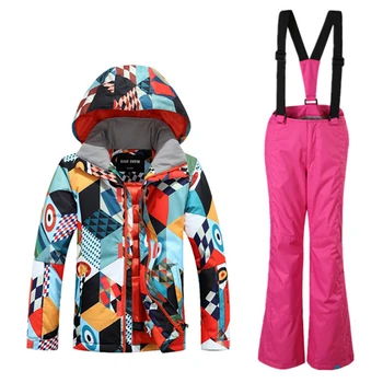 New Winter Girls Boys Snowboard Ski Suits Snow Jacket Pants Tracksuits for Children Waterproof Warm Kids Ski Sets