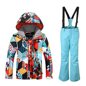 New Winter Girls Boys Snowboard Ski Suits Snow Jacket Pants Tracksuits for Children Waterproof Warm Kids Ski Sets