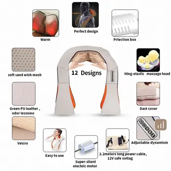 Multifunction U Shape Electrical Shiatsu Back Neck Shoulder Massager Body Infrared Kneading Massager Home Office Cars Massagem