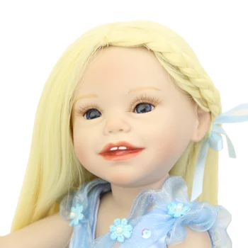 Smiling Face Full Vinyl American Dolls 18 Inch Collectible Reborn Kids Wearing Beautiful Dress Children Birthday Gift