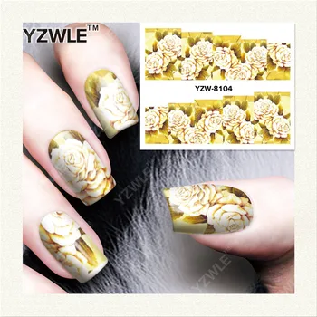 YZWLE 1 Sheet DIY Decals Nails Art Water Transfer Printing Stickers Accessories For Manicure Salon YZW-8104