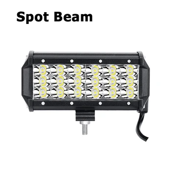 Auxmart 72W 7 Inch Spot Flood Beam 3 Row CREE Chips ATV LED Work Light Offroad Driving Trucks Headlight SUV 4X4 Fog Lamp
