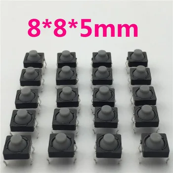 20pcs/lot 8x8x5MM 4PIN G77 Conductive Silicone Soundless Tactile Tact Push Button Micro Switch Self-reset