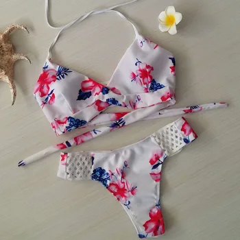 Swimsuit 2017 floral print swimwear sexy bikini 2017 women monokini bikini bottoms white color swimming suit for women