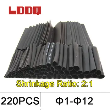 220pcs Heat shrink tubing 2:1 Heat Shrink Tube Heat sleving 1mm 2mm 3mm 4mm 6mm 8mm 10mm 12mm Cable Sleeving thermal tube