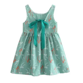 Kids Teens Sleeves Printing Kids Girl Pattern Cotton Dress Clothes Children Summer Dress Vestidos