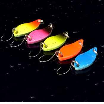 Fishing Colorful Spoon Lures 3cm 5g Single Hook Metal Baits High Reflective Light Attraction Lot 2 Pieces