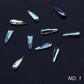 10pcs/ box 8 color multi-color teardrop k9 nail stones multi color opal nail stones-longflat k9 jelly nail crystal stones