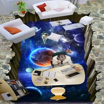 3D Galaxy star floor painting wallpaper living room custom stereo non-slip mural