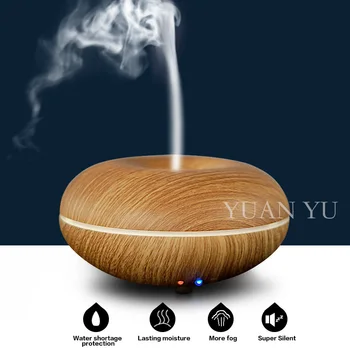 2pcs By DHL Wood Grain Changing Color Ultrasonic Humidifier Essential Oil Diffuser Aroma Aromatherapy Electric Aroma Diffuser