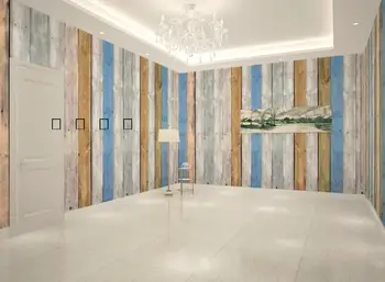 Original wood modern minimalist style wallpaper bedroom wood blue wallpaper mural