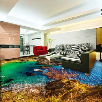 3D sea landscape flooring painting photo restaurnat toilets bedroom waterproof floor wallpaper mural