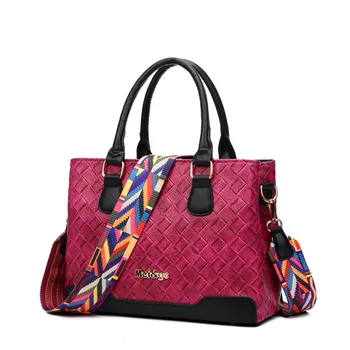 2017 New Composite Bags Women Female Bags 6 Pieces/Set Weave pattern Print Leather Shoulder Bags Handbags&Crossbody