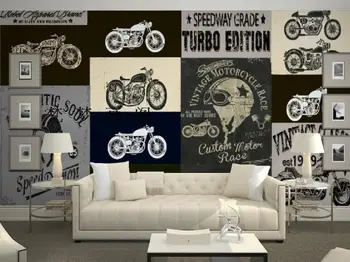 Motorcycle TV sofa backdrop large mural modern minimalist non-woven wallpaper