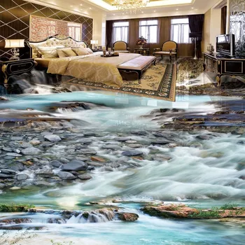 Custom Water Falls Stone Stream 3D Floor wallpaper hotel bedroom kitchen floor mural