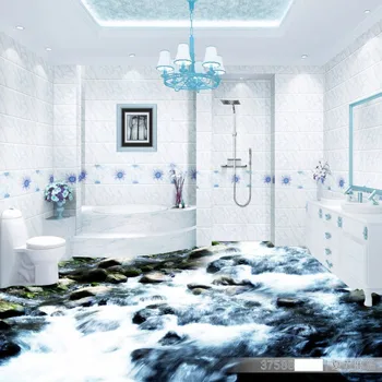Bedroom bathroom floor mural Reef Water 3D Flooring pase waterproof thicken floor wallpaper