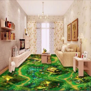 3D Game Gallery floor paste painting bedroom children room wallpaper waterproof floor mural