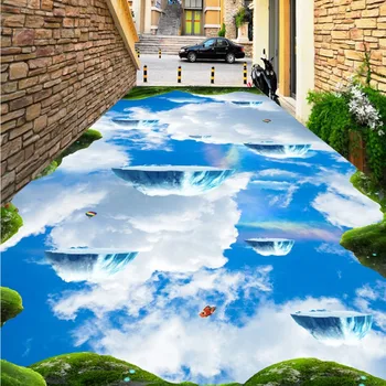 Sky suspension island glacier bathroom kitchen walkway 3d floor painting self-adhesive flooring wallpaper mural