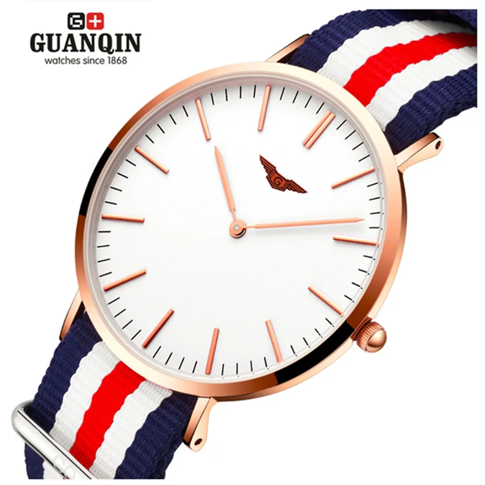 Brand GUANQIN Women Watch Sport Canvas Strap Watches Ladies Luxury Quartz Watch Female Waterproof Wristwatches Relogio Feminino