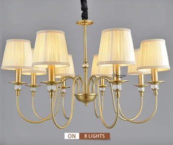 6697 copper color chandeliers SOLFART LIGHTING copper metal frame iron with fold beige fabric shade luxury chandeliers light