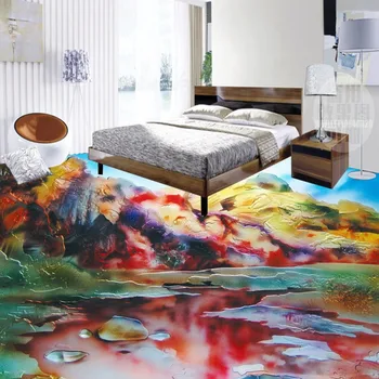 Custom flooring wear non-slip wallpaper mural Bathroom kitchen oil painting relief carved 3D flooring wallpaper