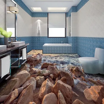 HD Stone Spray 3D bathroom floor background wall thickened anti-skidding bedroom study lobby flooring mural