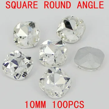 Square With Round Angle Square Shape Luxury Stone With Silver Foiled Crystal Stones Great For Scrap Booking Shoes Dresses Diy