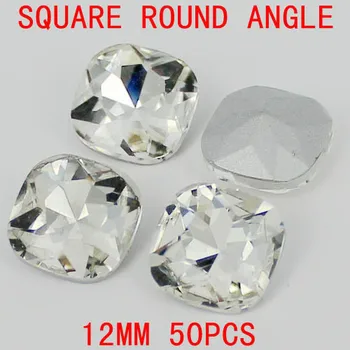 Square With Round Angle Square Shape Luxury Stone With Silver Foiled Crystal Stones Great For Scrap Booking Shoes Dresses Diy