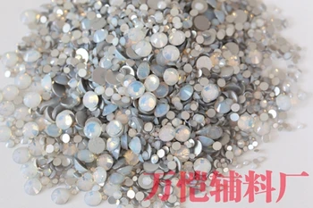 100pcs Cute Crystal Opal Series Mix-Sizes Round Flatback Crystal Nail Rhinestone Mix of Different Sizes