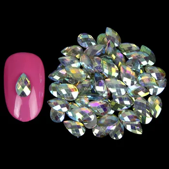 500PCS/LOT AB Color Water Drop Nail Art Rhinestones Charms Nails 3D Jewelry Accessories Women Decoration Nail Art Supply WY510