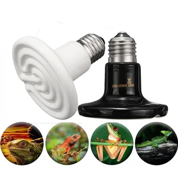 Pet Infrared Ceramic Emitter Heating Light Bulb E27 Lamp Bulbs 80mm 25/40/50/60/75/100/150W for Reptile Pet Brooder 110/220V