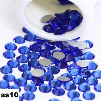 SS10 Sapphire Nail Rhinestones,1440pcs/lot Flat Back Non Hotfix Glitter Nail crystal,DIY 3d Nail Phones Decorations Supplies