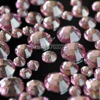 400 pcs 2mm - 6mm Resin Acrylic Pink Round Rhinestone Flatback Crystal Rhinestones Nail Art Decoration N03
