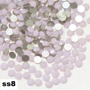 Wholesale 1440pcs/pack ss8(2.3-2.5mm) Pink Opal Flat Back 3d Nail Art crystal Glue On Non Hotfix rhinestone decorations