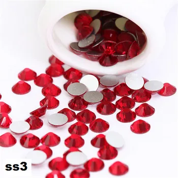 CCBLING ss3 (1.3-1.5mm) Light Siam Flat Back ( Nail Art decorations ) Non Hot Fix Glue on Rhinestones for nail crystal