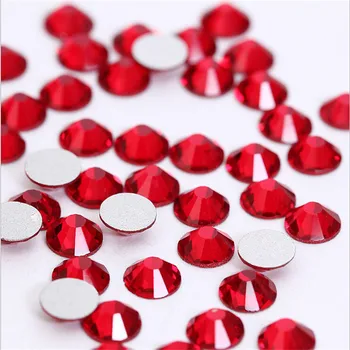 CCBLING ss3 (1.3-1.5mm) Light Siam Flat Back ( Nail Art decorations ) Non Hot Fix Glue on Rhinestones for nail crystal