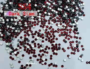 Top Quality 1440PC SS4 1.5-1.6mm Dark Siam Glitter Non Hotfix Red Crystal Glass Nail Art Decorations Flatback Rhinestones 4ss