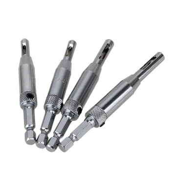 New Electroplating brass Steel Drill 4pcs Door Hinge Drill Bit Set Precisely Positioned For Woodworking Hole Dilating Drill HR