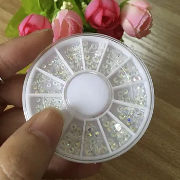 Glass AB Rhinestones Nail Wheel Charm Mixed Sizes 3D Nail Art Decorations Women Nails Jewelry Accessories Supplies Tools WY584