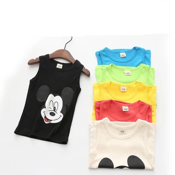 2017 Boys Sleeveless T Shirts Summer Shirt Kid Baby Children Clothing Cartoon Mickey Pattern Vest Boy Tee