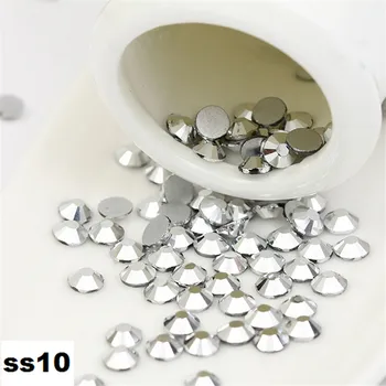 SS10 Silver Nail Rhinestones,1440pcs/lot Flat Back Non Hotfix Glitter Nail Stones,DIY 3d Nail Phones Decorations Supplies