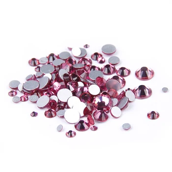 Rose Color SS3-SS34 Non Hotfix Crystal Rhinestones For Decoration Flatback Round Glue On Strass Stones DIY 3D Nail Art Supplies