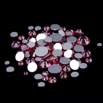 Rose Color SS3-SS34 Non Hotfix Crystal Rhinestones For Decoration Flatback Round Glue On Strass Stones DIY 3D Nail Art Supplies